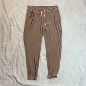 Au Ette Tan Velvet Jogger Pants